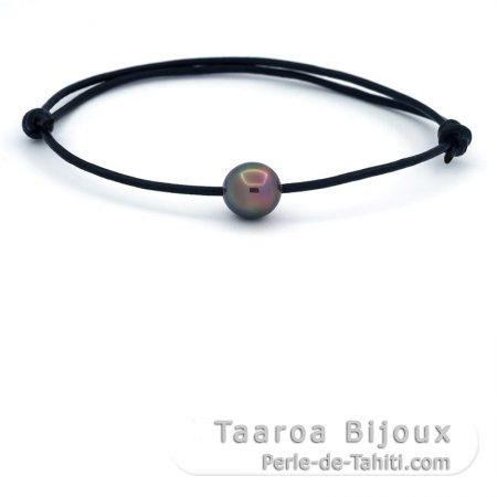 Pulsera de Cuero y 1 Perla de Tahiti Semi-Barroca C 9.2 mm