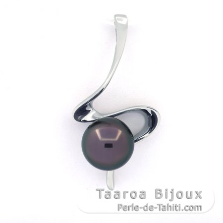 Colgante de Plata y 1 Perla de Tahiti Semi-Barroca B 9.7 mm