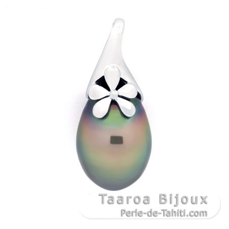 Colgante de Plata y 1 Perla de Tahiti Semi-Barroca C 11.6 mm