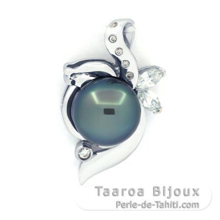 Colgante de Plata y 1 Perla de Tahiti Semi-Barroca C 10 mm