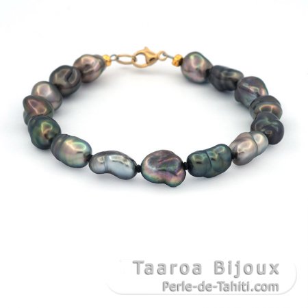 Pulsera de 15 Keishis de Tahiti y Oro 18Kl