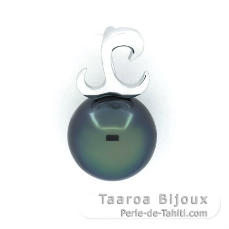 Colgante de Plata y 1 Perla de Tahiti Redonda C 9.1 mm