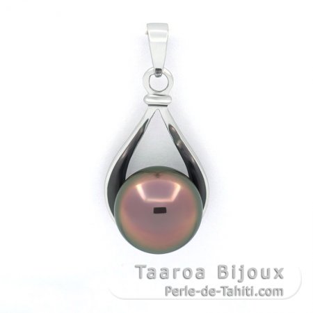 Colgante de Plata y 1 Perla de Tahiti Semi-Barroca B 10.7 mm