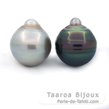 Lote de 2 Perlas de Tahiti Anilladas C 12.7 mm