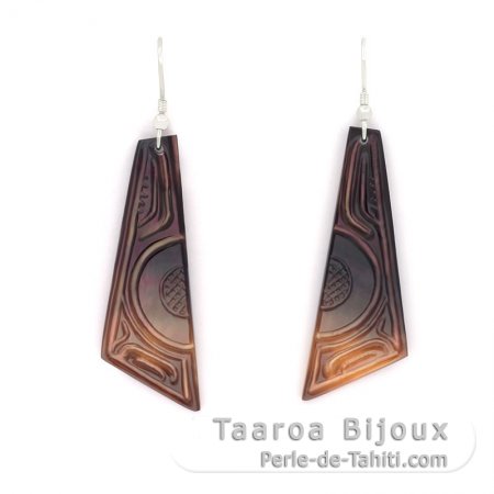 Aretes de Plata y nacarado de Tahiti