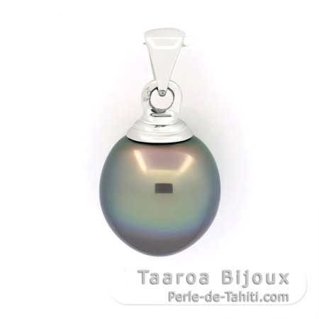 Colgante de Oro blanco 18Kl y 1 Perla de Tahiti Semi-Barroca A 12.2 mm