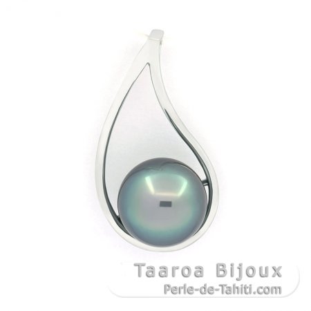 Colgante de Plata y 1 Perla de Tahiti Semi-Redonda B 10 mm