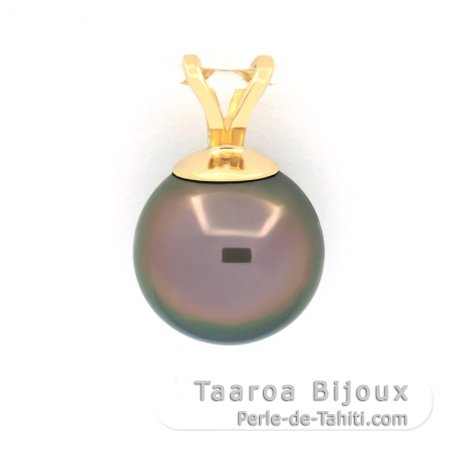 Colgante de Oro 18Kl y 1 Perla de Tahiti Redonda B 9.4 mm