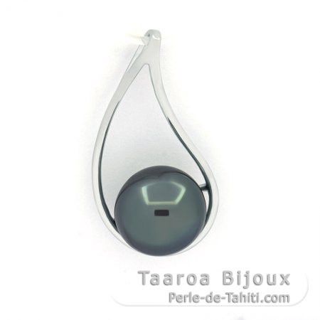 Colgante de Plata y 1 Perla de Tahiti Semi-Redonda B 10.1 mm