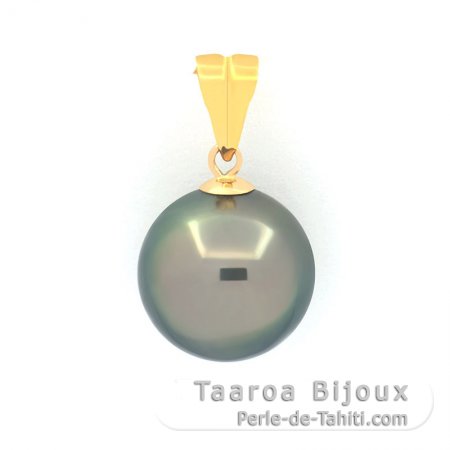 Colgante de Oro 18Kl y 1 Perla de Tahiti Redonda B 10.4 mm