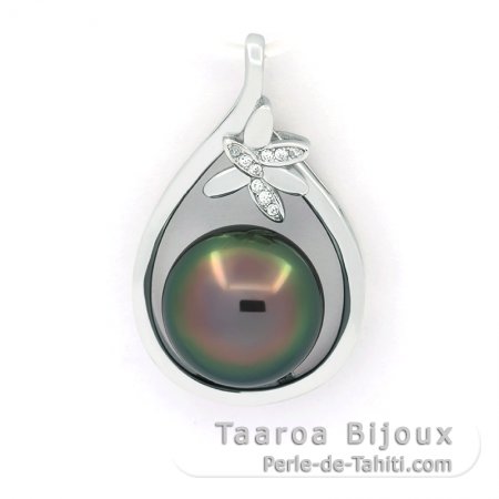 Colgante de Plata y 1 Perla de Tahiti Semi-Barroca B 11.7 mm