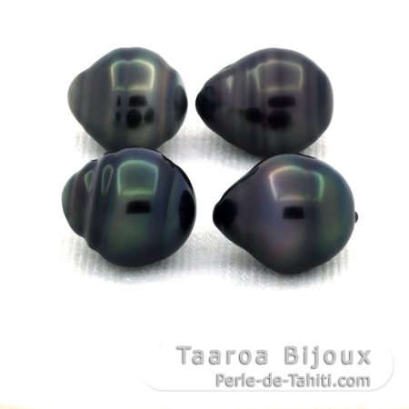 Lote de 4 Perlas de Tahiti Anilladas C de 9 a 9.5 mm