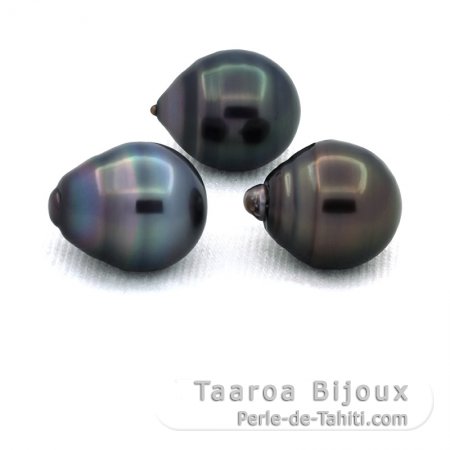 Lote de 3 Perlas de Tahiti Anilladas C de 11.3 a 11.4 mm