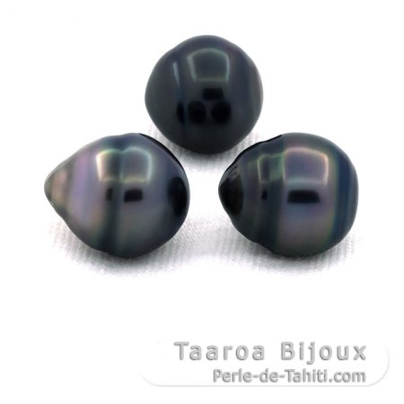 Lote de 3 Perlas de Tahiti Anilladas C de 11.5 a 11.7 mm