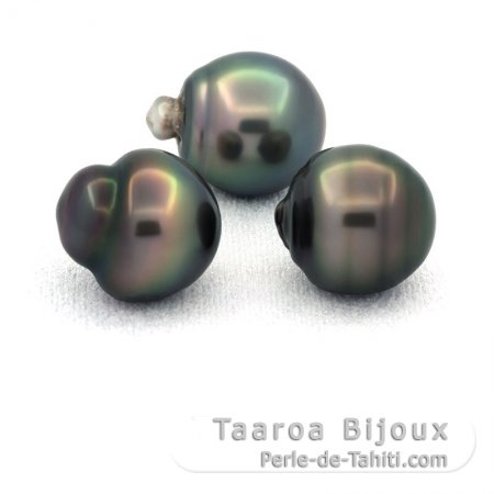 Lote de 3 Perlas de Tahiti Anilladas C de 11.6 a 11.8 mm