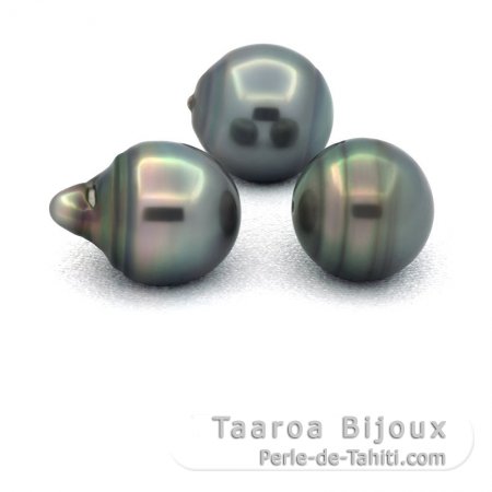 Lote de 3 Perlas de Tahiti Anilladas C de 11.5 a 11.6 mm