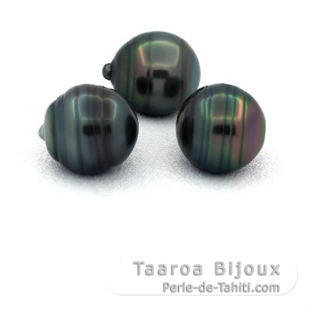 Lote de 3 Perlas de Tahiti Anilladas C de 11.5 a 11.8 mm