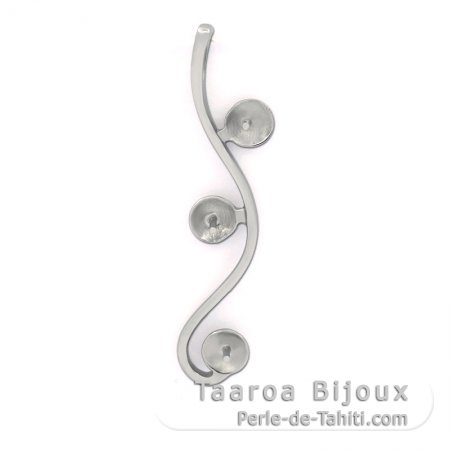 Colgante de Plata Rodiada para 3 Perlas de 7 a 10 mm