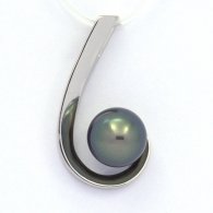 Colgante de Plata y 1 Perla de Tahiti Semi-Redonda C 9.8 mm