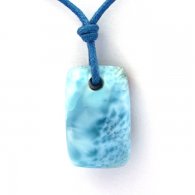 Collar de Algodn y 1 Larimar - 13.8 x 6.5 x 1.6 mm - 3.42 gr