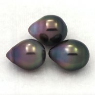Lote de 3 Perlas de Tahiti Semi-Barrocas B de 9.3 a 9.5 mm