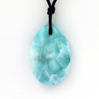 Collar de Nylon y 2 Larimar - 35 x 22.5 x 8.5 mm - 11.67 gr y 1.03 gr