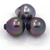 Lote de 3 Perlas de Tahiti Semi-Barrocas B de 10.5 a 10.8 mm
