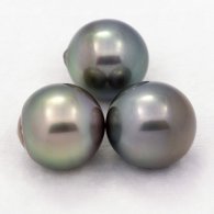 Lote de 3 Perlas de Tahiti Semi-Barrocas C de 12 a 12.4 mm