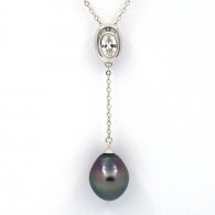 Collar de Plata y 1 Perla de Tahiti Semi-Barroca B 10.3 mm