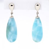 Aretes de Plata y 2 Larimar - 24 x 9.7 x 7 mm - 5.25 gr