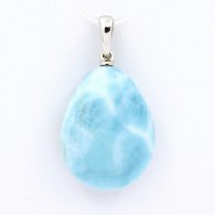 Colgante de Oro blanco 18K y 1 Larimar - 22 x 16.8 x 8.4 mm - 4.8 gr