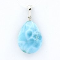 Colgante de Oro blanco 18K y 1 Larimar - 19.5 x 14.5 x 6.9 mm - 2.9 gr