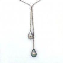 Collar de Plata y 2 Perlas de Tahiti Semi-Barrocas B 10 y 10.2 mm