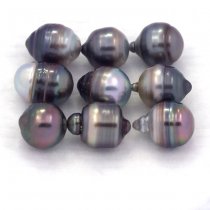 Lote de 9 Perlas de Tahiti Anilladas C/D de 8 a 8.4 mm