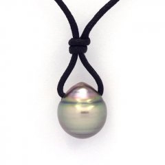 Collar de Algodn y 1 Perla de Tahiti Anillada C 13.6 mm