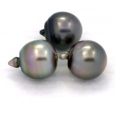 Lote de 3 Perlas de Tahiti Semi-Barrocas C de 12 a 12.2 mm