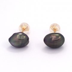 Aretes de Oro 18Kl y 2 Keishis de Tahiti