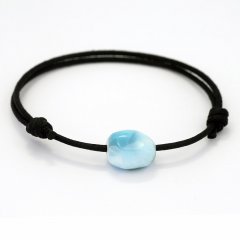 Pulsera de Algodn y 1 Larimar - 13 x 10.5 x 9 mm - 2 gr