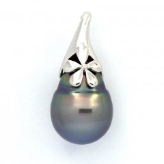 Colgante de Plata y 1 Perla de Tahiti Anillada C 12 mm