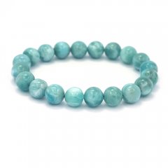 Pulsera de 20 cuentas de larimar - 15.5 cm - 26 gr