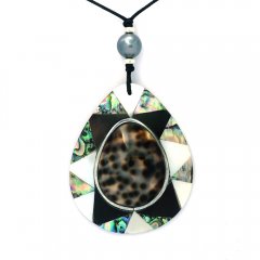 Collar de Algodn y 1 Perla de Tahiti Semi-Rodonda C 9.4 mm