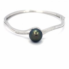 Pulsera de Plata y 1 Perla de Tahiti Redonda C 12.4 mm