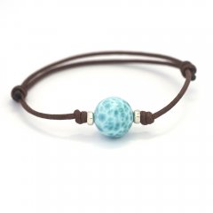 Pulsera de Algodn y 1 Larimar - 12.7 mm - 3.5 gr