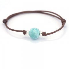 Pulsera de Algodn y 1 Larimar - 11.3 mm - 2.5 gr