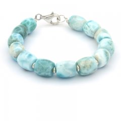 Pulsera de 13 cuentas de larimar - 17.5 cm - 20.1 gr