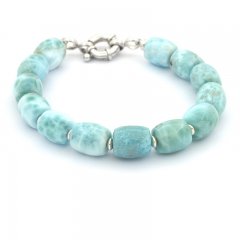 Pulsera de 14 cuentas de larimar - 18.5 cm - 21 gr