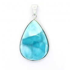 Colgante de Plata y 1 Larimar - 29 x 20 x 8 mm - 7.14 gr