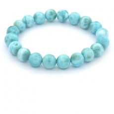 Pulsera de 20 perlas de Larimar 9 a 9.5 mm - 15 cm - 22.5 gr