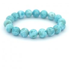 Pulsera de 18 Perlas de Larimar - 11 a 11.2 mm - 16 cm - 35.5 gr