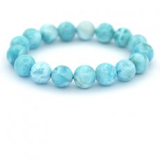 Pulsera de 17 Perlas de Larimar - 11.6 a 12.1 mm - 16 cm - 41.5 gr